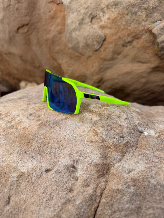 Green with blue lens